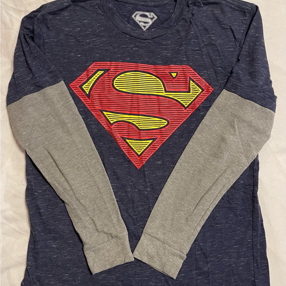 Superman mock layered long sleeve tee.